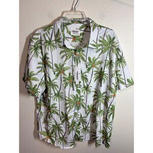 NWT Tunevuse Tropical Button Down Shirt Casual Vacation Palm Tree Men's Size XL